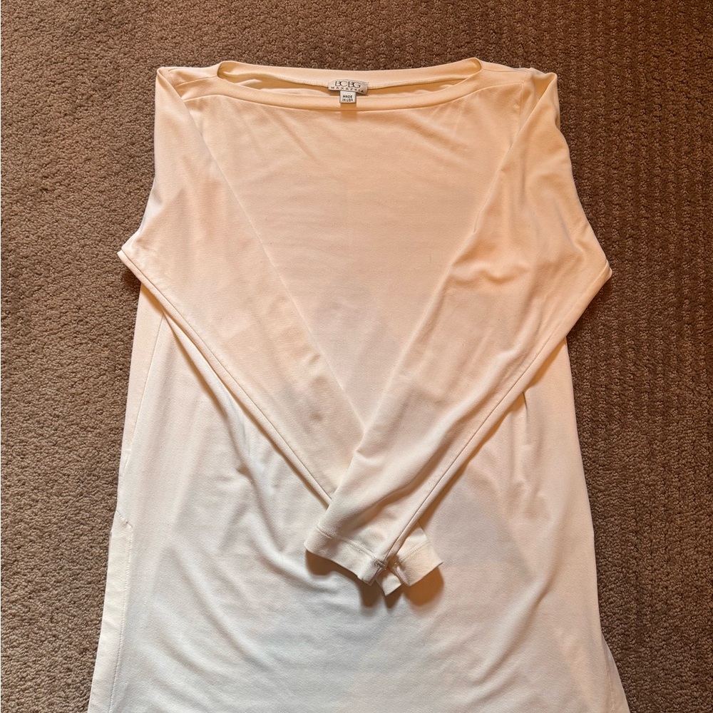 BCBG Cream Long Sleeve tunic Top